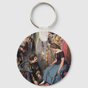 Vintage Zeichnung: Cinderella und der Prinz Schlüsselanhänger