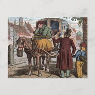 Vintage-Zeichnung: Die alte Kutsche Postkarte
