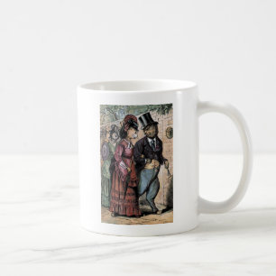 Vintage-Zeichnung: Ein Katzenpaar Kaffeetasse