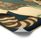 Vintage Zeichnung einer Katze im Kuniyoshi-Stil Poster (Ecke)