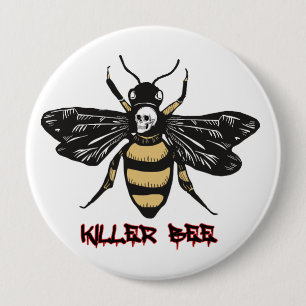 Vintage Zeichnung einer Killerbiene Button