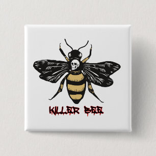 Vintage Zeichnung einer Killerbiene Button