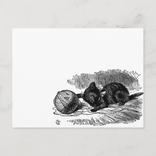 Vintage-Zeichnung einer schwarzen Katze aus Alice Postkarte