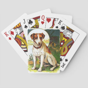 Vintage Zeichnung: Jack Russel Terrier Spielkarten