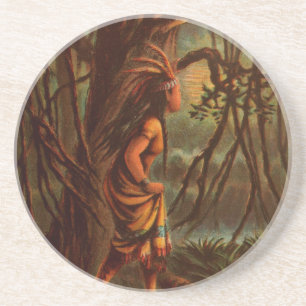 Vintage Zeichnung: Pocahontas, die indianische Pri Getränkeuntersetzer