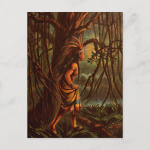 Vintage-Zeichnung: Pocahontas, die indianische Pri Postkarte