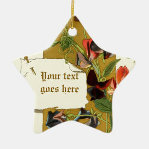 Vintage-Zeichnung rote lila Duftwicke Ornament
