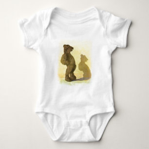Vintage Zeichnung: Teddybär und sein Schatten Baby Strampler