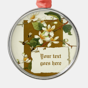 Vintage-Zeichnung von weißen Blumen-Ornament Ornament Aus Metall
