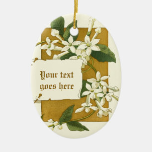 Vintage-Zeichnung weißes Jasmin-Ornament Keramikornament