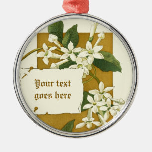 Vintage-Zeichnung weißes Jasmin-Ornament Ornament Aus Metall
