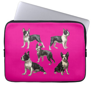 Vintage-Zeichnungen von Boston Terrier auf Hot Pin Laptopschutzhülle