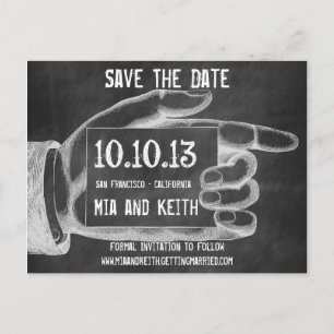 Vintage Zeigefinger-Tafel-Postkarte Ankündigungspostkarte