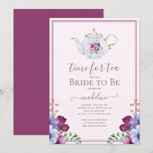 Vintage Zeit für Tee-Flora-Brautparty Einladung