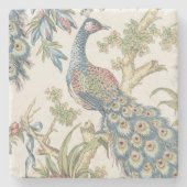 Vintage zeitgenössische Pfauenbeige-Untersetzer Steinuntersetzer (Vorderseite)