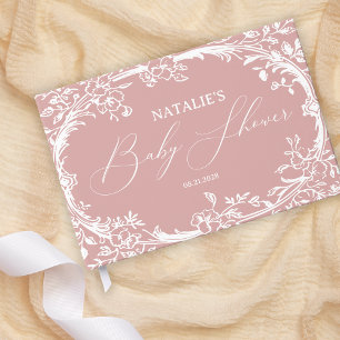 Vintage Zeitlose Florale Rosa Baby Shower Folie Gästebuch