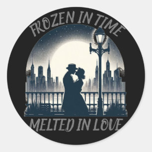 Vintage zeitlose Liebe Vereinzelte Silhouette Runder Aufkleber