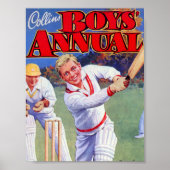 Vintage Zeitschriftenjunge spielen Cricket Poster (Vorne)