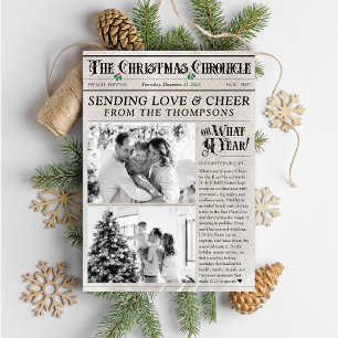 Vintage Zeitung 2 Foto Was für ein Jahr Weihnachte Feiertagskarte