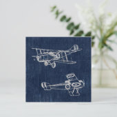 Vintage Zeitung "Airplane Art" Einladung (Stehend Vorderseite)