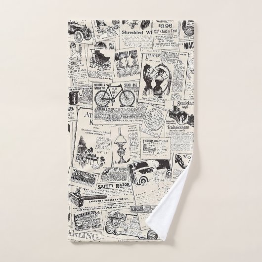 Vintage Zeitung Badhandtuch Set (Handtuch)