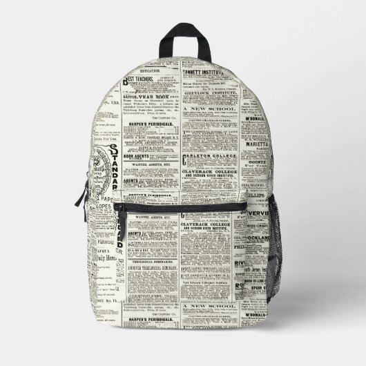 Vintage Zeitung Bedruckter Rucksack (Vorderseite)