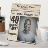 Vintage Zeitung Custom 40. Geburtstag Willkommen Sockelschild (In Situ)