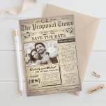Vintage Zeitung Einzigartiges Save the Date Foto<br><div class="desc">Extra News! Vintager Zeitungsstil lustige und einzigartige Save the Date Fotokarten.</div>