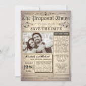Vintage Zeitung Einzigartiges Save the Date Foto (Vorderseite)