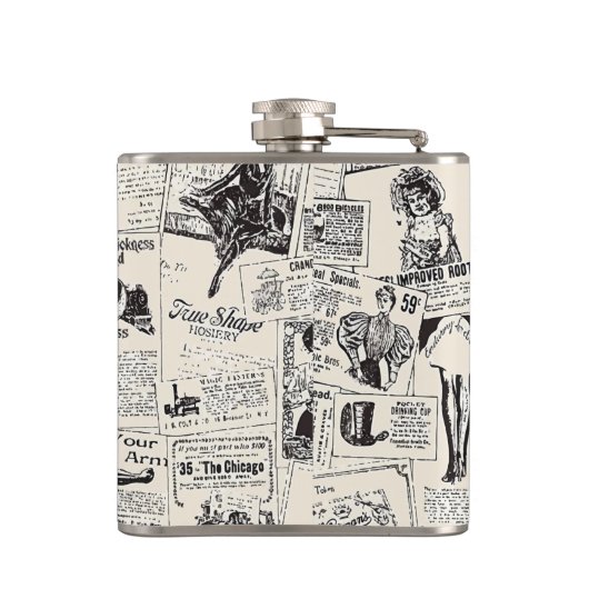 Vintage Zeitung Flachmann (Rückseite)