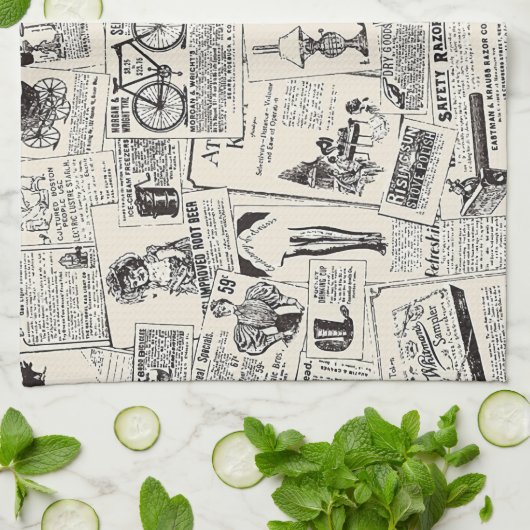 Vintage Zeitung Geschirrtuch (Gefaltet)