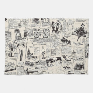 Vintage Zeitung Geschirrtuch