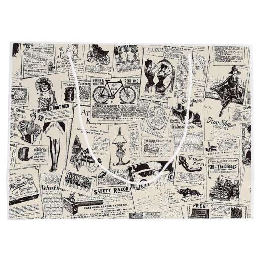 Vintage Zeitung Große Geschenktüte (Rückseite)