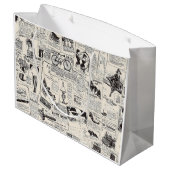 Vintage Zeitung Große Geschenktüte (Rückseite Schrägansicht)