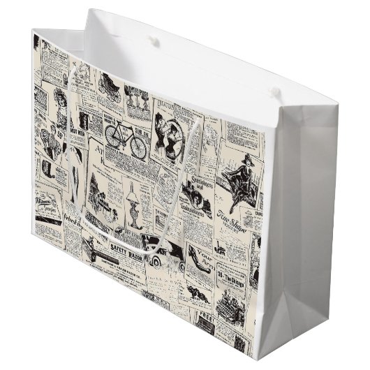Vintage Zeitung Große Geschenktüte (Vorderseite Schrägansicht)