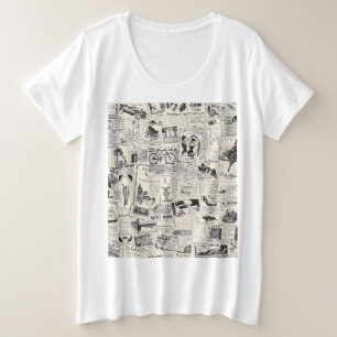 Vintage Zeitung Große Größe T-Shirt