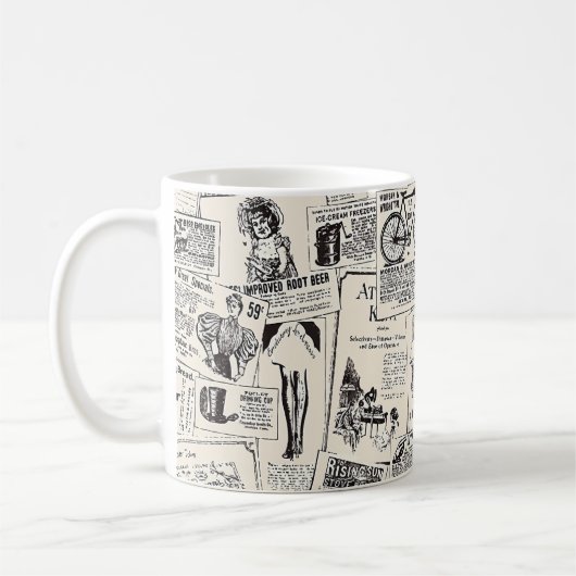 Vintage Zeitung Kaffeetasse (Links)