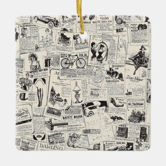 Vintage Zeitung Keramikornament (Vorderseite)