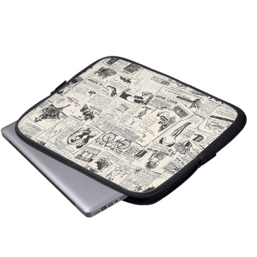 Vintage Zeitung Laptopschutzhülle (Vorne Knopf)