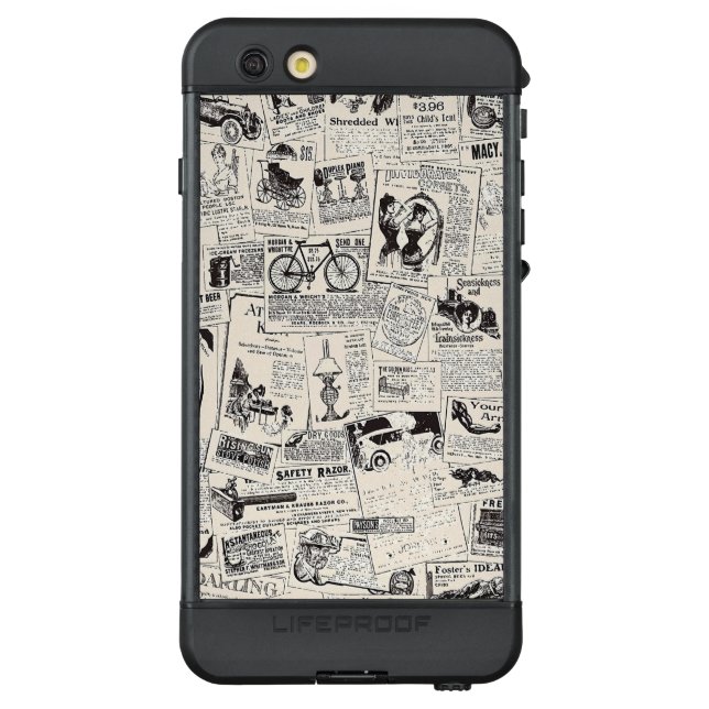 Vintage Zeitung LifeProof iPhone Hülle (Rückseite)