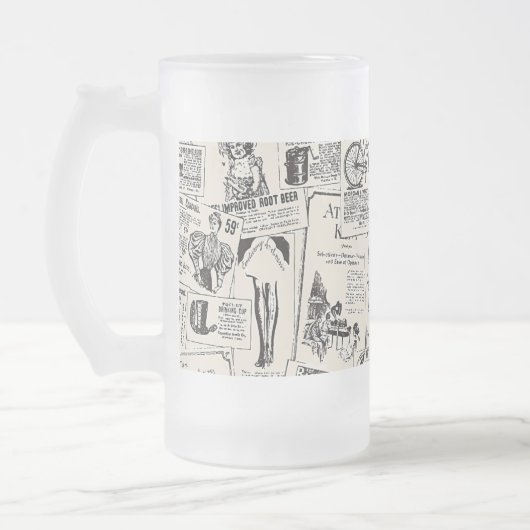 Vintage Zeitung Mattglas Bierglas (Links)