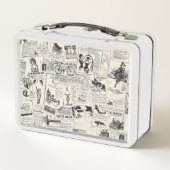 Vintage Zeitung Metall Brotdose (Rückseite)