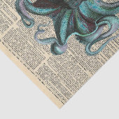 Vintage Zeitung mit Blue Octopus GiantDecoupage Seidenpapier (Ausschnitt)
