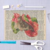 Vintage Zeitung mit Cat Wearing Hat Decoupage Seidenpapier (Handwerk)