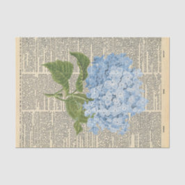 Vintage Zeitung mit Dekoupage der blauen Blume Seidenpapier