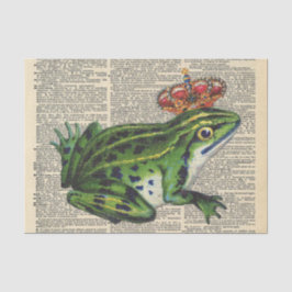 Vintage Zeitung mit King Frog Decoupage Seidenpapier