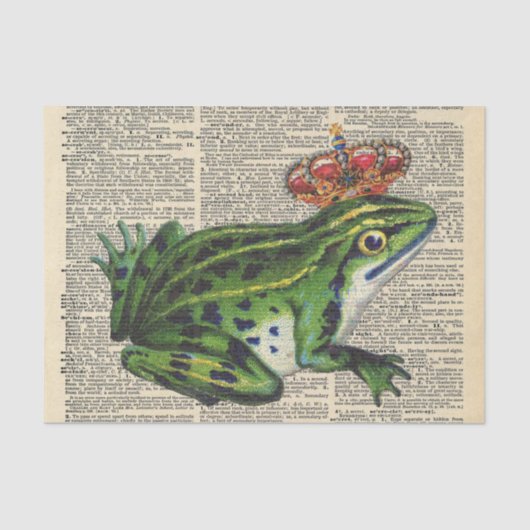 Vintage Zeitung mit King Frog Decoupage Seidenpapier (Vorderseite)