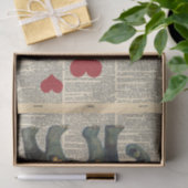 Vintage Zeitung mit Liebe Elefant Decoupage Seidenpapier (Geschenk)