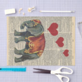 Vintage Zeitung mit Liebe Elefant Decoupage Seidenpapier (Handwerk)