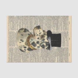 Vintage Zeitung mit Top Hat Dog Decoupage Seidenpapier